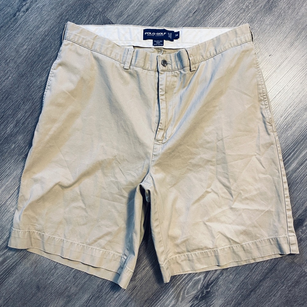 Polo Golf Ralph Lauren Walker Khaki Chino Shorts Mens 34 Tan Cotton Twill Logo